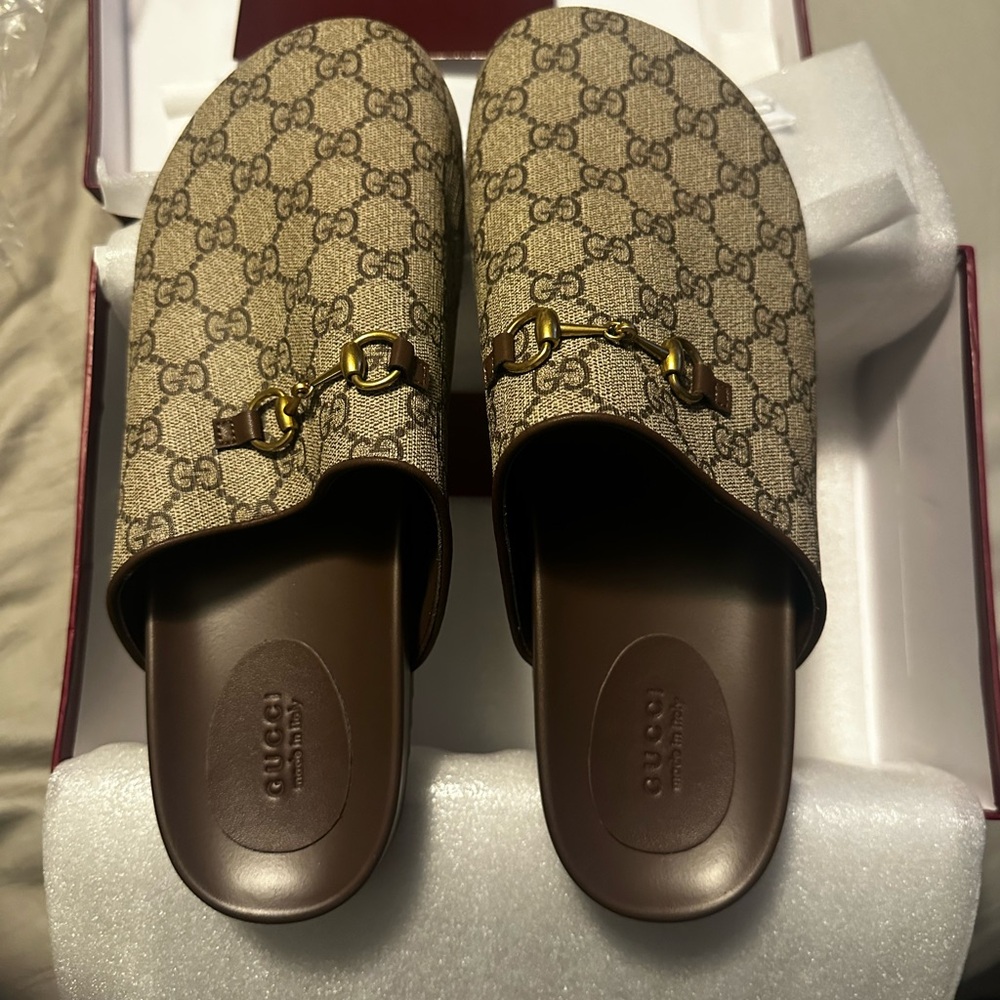 Beige and Brown Slip-On Loafers